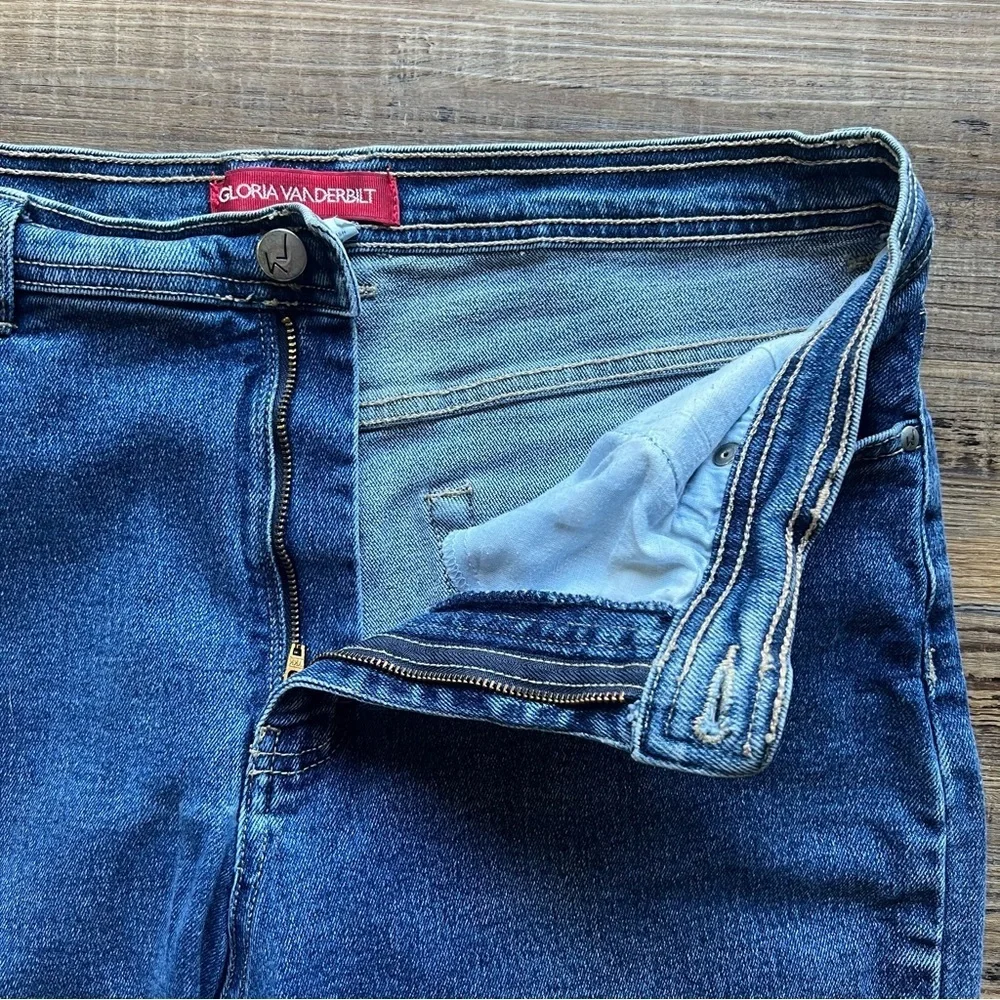 Gloria Vanderbilt Vintage Womens Straight Blue Denim Jeans Red Tag Swan Size 16P